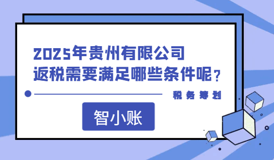2025年贵州有限公司返税需要满足哪些条件呢？