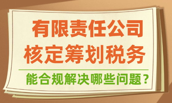 有限责任公司核定筹划税务！能合规解决哪些问题？