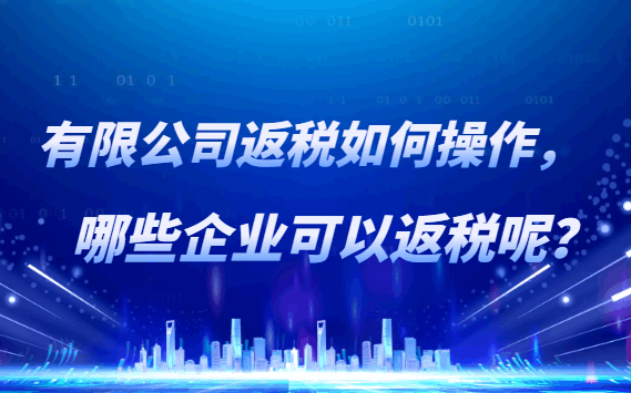 有限公司返税如何操作,哪些企业可以返税呢?