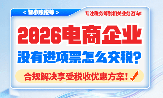 2026电商没有进项票怎么交税？合规解决享受税收优惠方案！