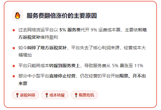 服务费从5%涨到11%！网络货运平台之后，司机运费成本票的合规出路在哪？