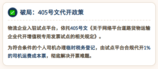 又有物流企业运费成本票、被网货平台红冲了！405号文代开政策、试点平台合规破局！