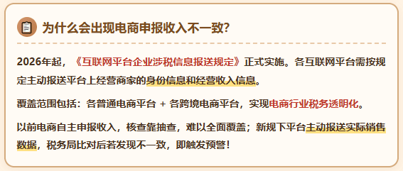 电商申报收入不一致！收入对比异常、收到预警短信怎么处理？