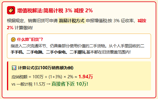 回收二手商品没成本票，电商销售后需要全额纳税、税负压力大怎么办？
