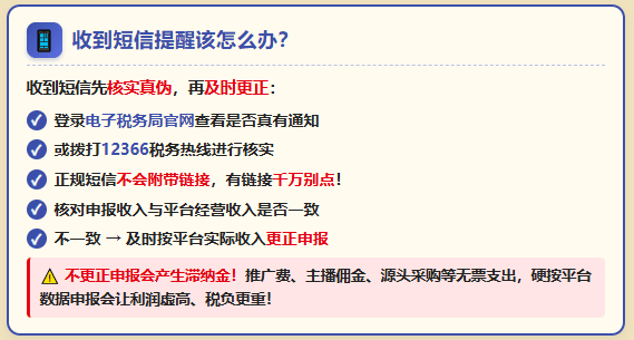 电商补税政策最新规定！收到短信提醒需要更正申报、补税怎么办？
