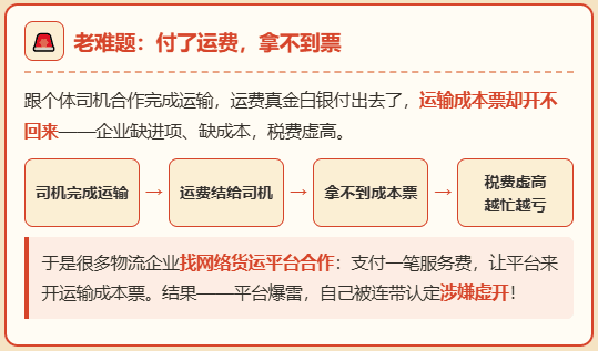 支付司机运费拿不到运输票，找网货平台代开为什么算虚开？