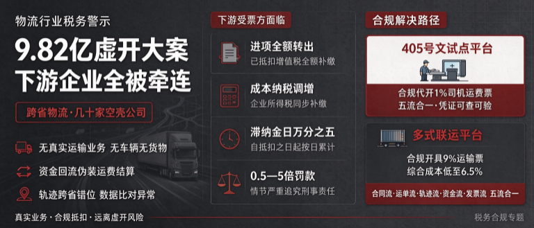 物流行业9.82亿虚开案曝光！下游受票方企业面临补税、罚款！