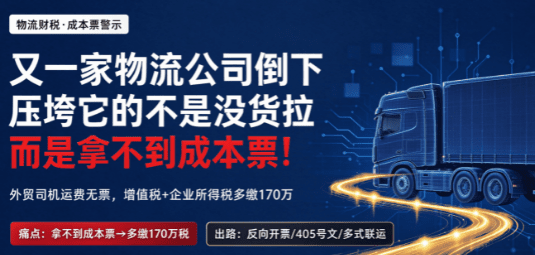 又一家物流公司倒下，压垮它的并不是没货拉、运价低，而是拿不到成本票！